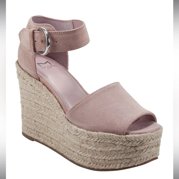 Marc Fisher alita platform wedge espadrille sandal sz 9.5 new in box light pink - Picture 1 of 8